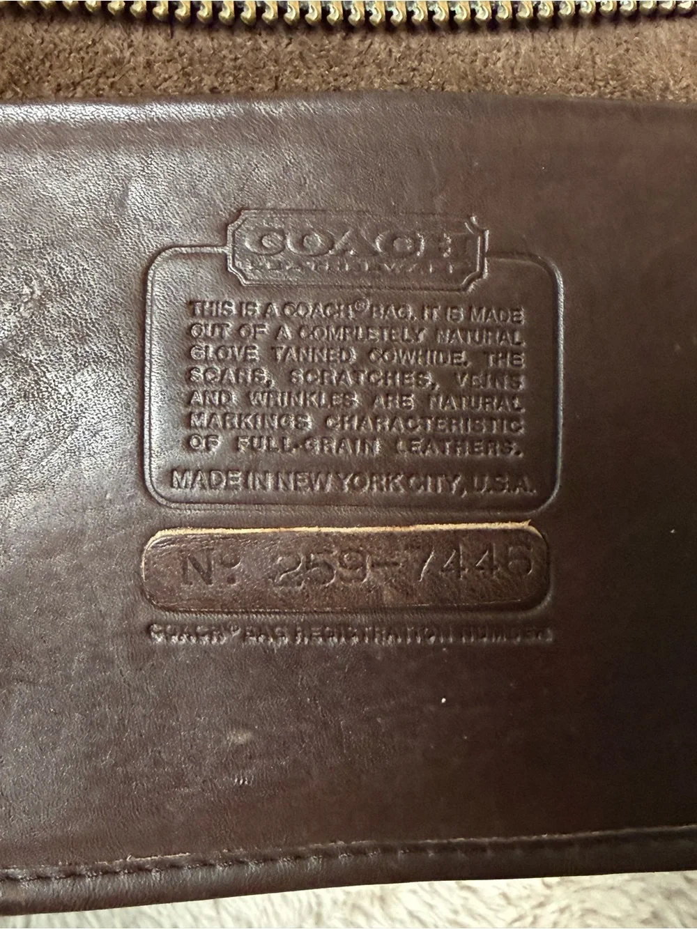 Coach VINTAGE 1970s Slim Satchel Standard #9430 Glue In Tag New York City VGUC